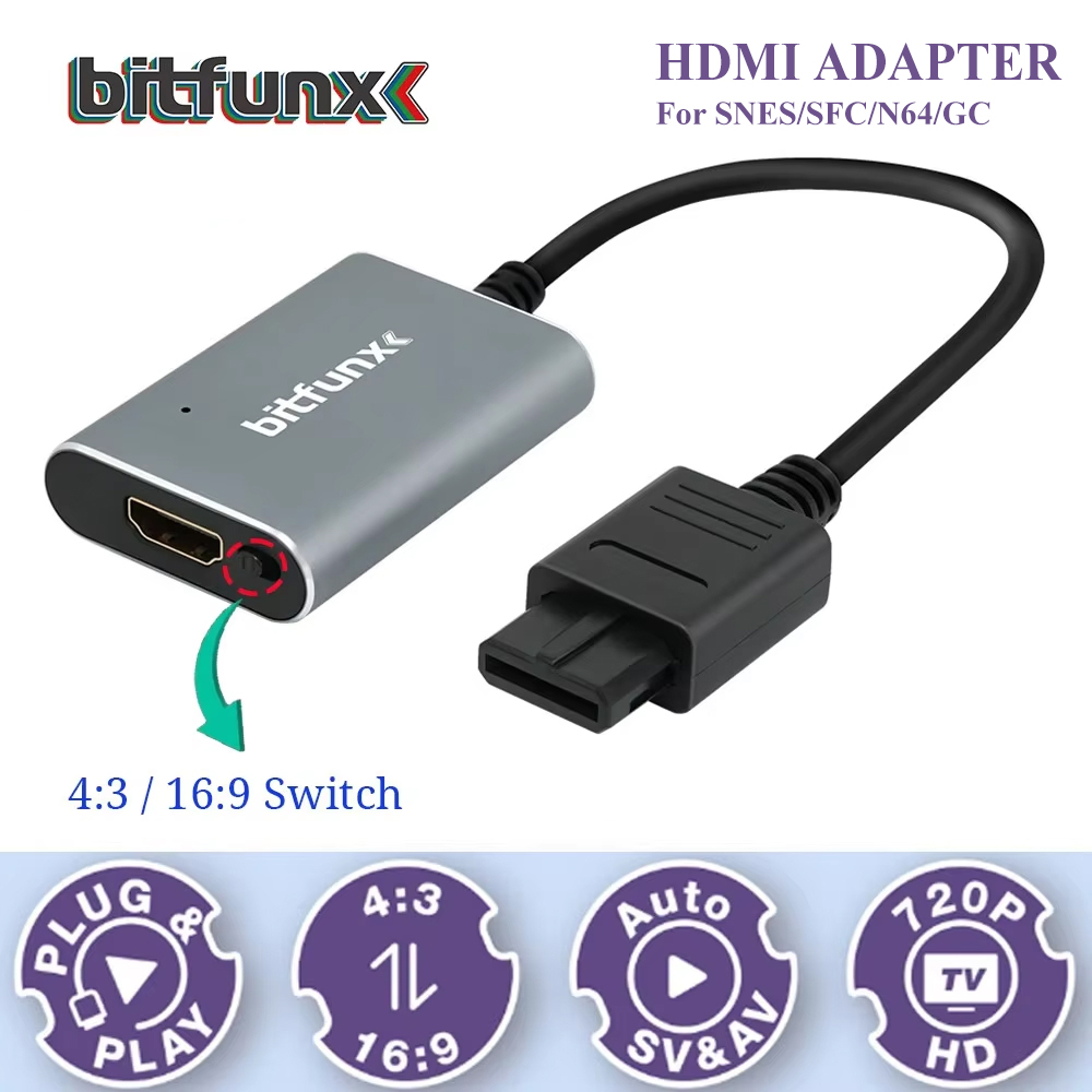 Retro Gaming Handheld - Adaptador Bitfunx 720P Svideo / AV
