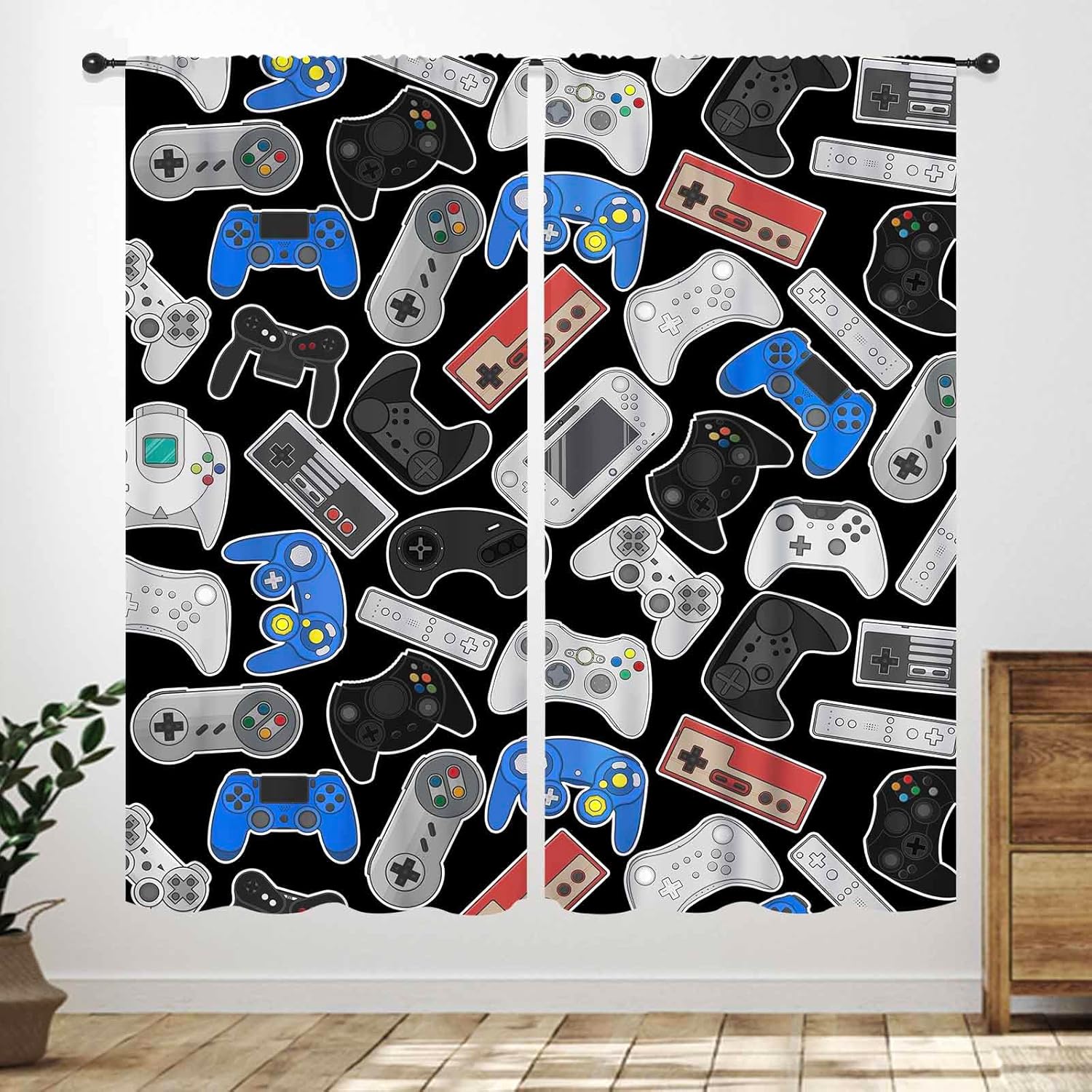 Background Retro Gaming - Cortinas com Estampa de Controles Retrô