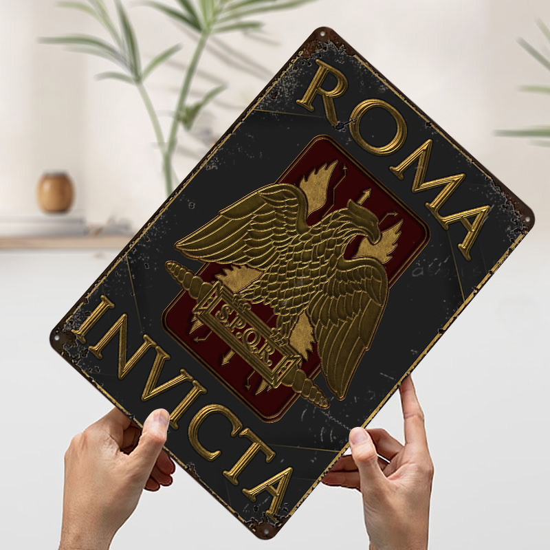 Placa de Metal SPQR Roma Invic - Retro Gaming Empire avaliação e preço