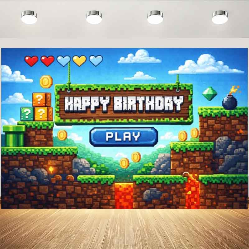 Fundo de Aniversário com Tema  - Background Retro Gaming avaliação e preço