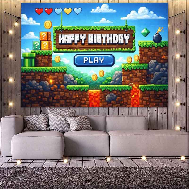 Fundo de Aniversário com Tema  - Background Retro Gaming avaliação e preço