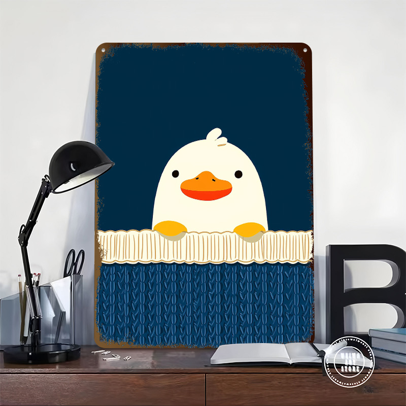 Pôster Metálico de Pato Fofo e - Background Retro Gaming avaliação e preço