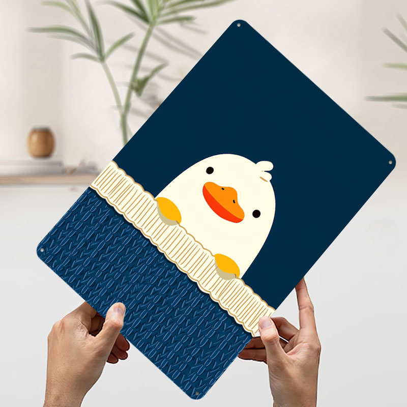 Pôster Metálico de Pato Fofo e - Background Retro Gaming avaliação e preço