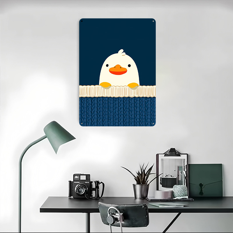 Pôster Metálico de Pato Fofo e - Background Retro Gaming avaliação e preço