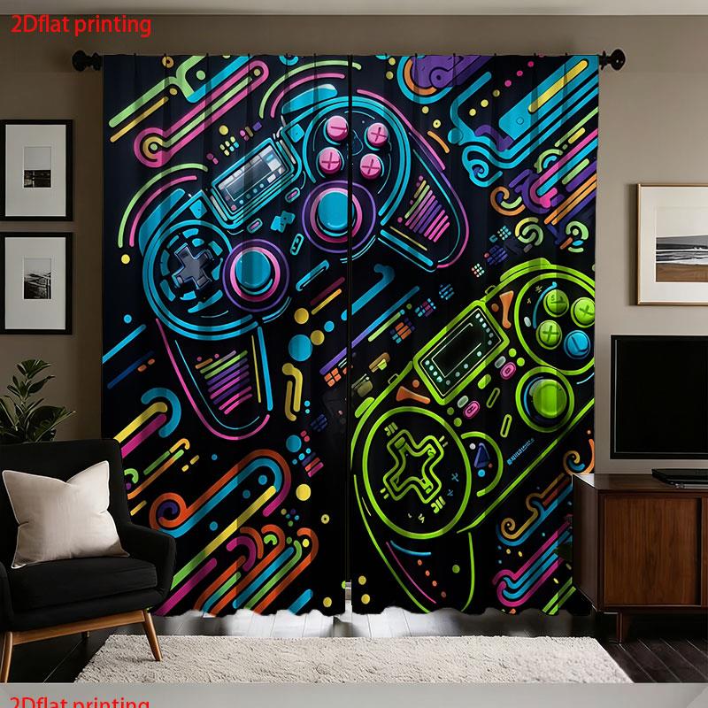 2 Cortinas de Jogos Neon Estil - Background Retro Gaming avaliação e preço