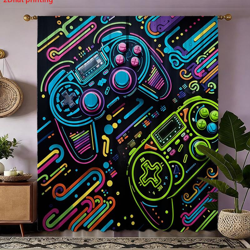 2 Cortinas de Jogos Neon Estil - Background Retro Gaming avaliação e preço